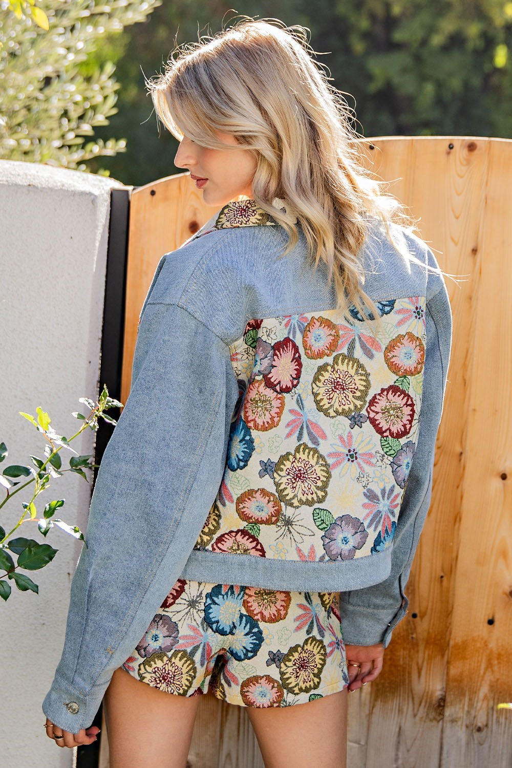 Vintage Floral Tapestry Denim Mini Wrap Skort - eesome - RARA Boutique 