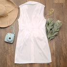 V-Neck Poplin Sleeveless Dress with Bow - RARA Boutique 