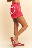 Heart Applique Patch Denim Shorts - Davi & Dani - RARA Boutique 