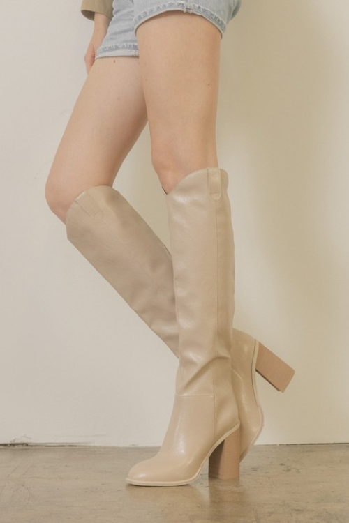 Knee High Boots With Block Heals- OASIS SOCIETY - RARA Boutique 