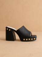 Chunky Studded Platform Slip-On Heels - Oasis Society - RARA Boutique 