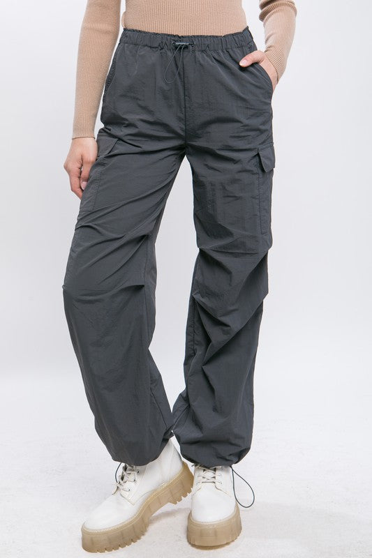 Loose Fit Parachute Cargo Pants - RARA Boutique 