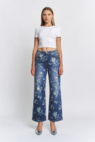 Floral Print Wide Leg Jeans - Mica - RARA Boutique 