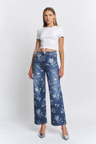 Floral Print Wide Leg Jeans - Mica - RARA Boutique 