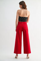 Front Seam Cropped Wide Leg High Waist Jeans - Mica - RARA Boutique 