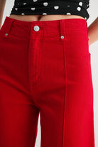 Front Seam Cropped Wide Leg High Waist Jeans - Mica - RARA Boutique 