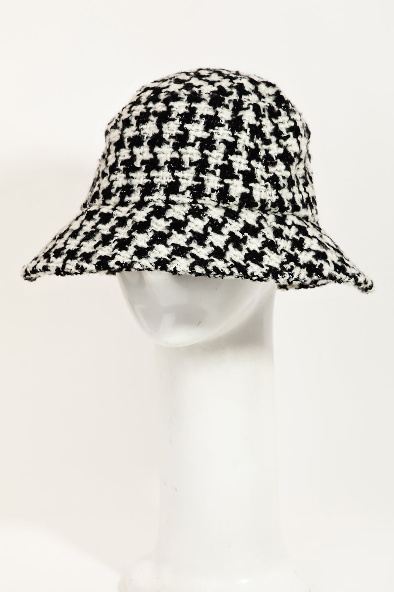 Tweed Houndstooth Bucket Hat - RARA Boutique 