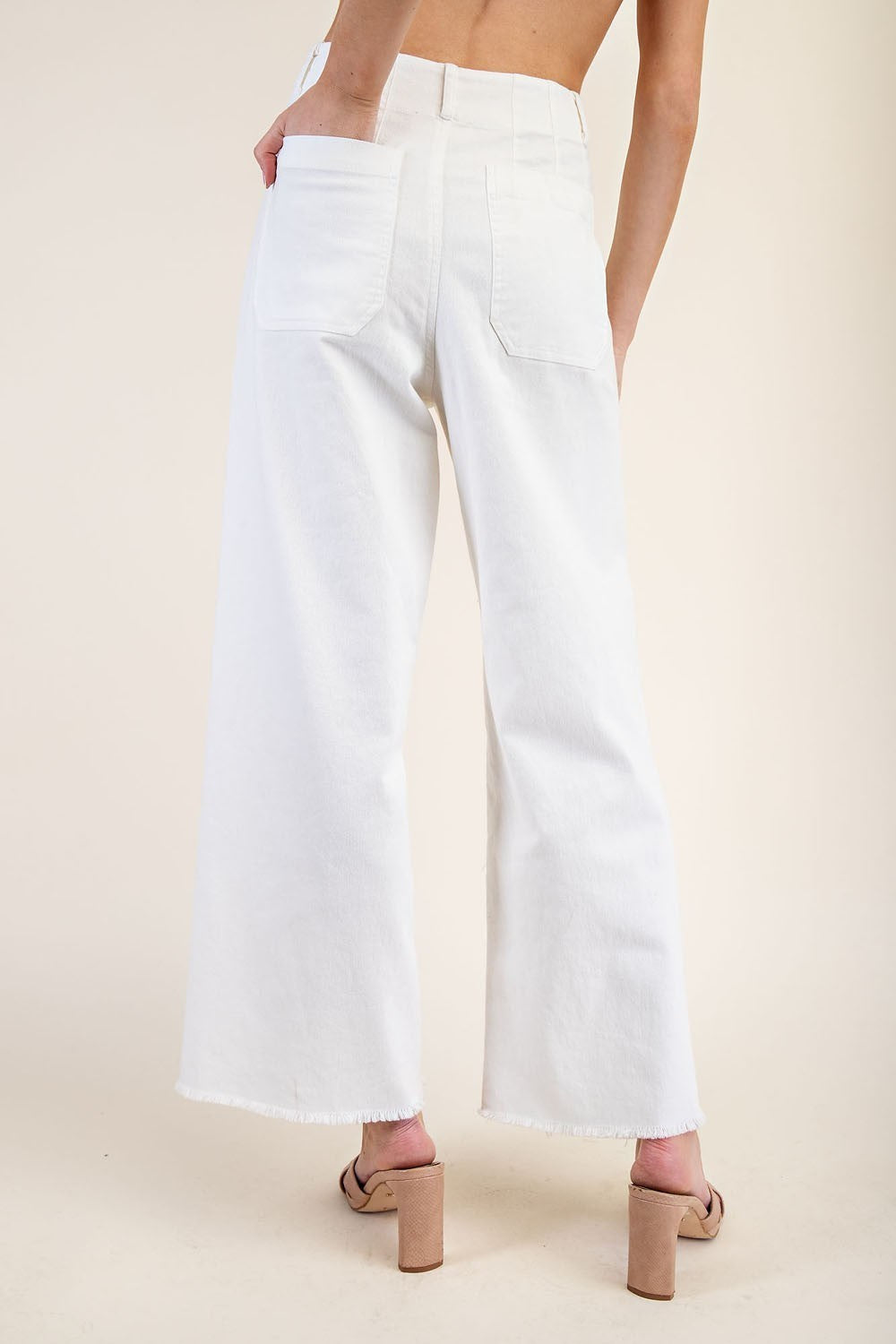 Soft Wash Straight Leg Pants with Raw Hems & Patch Pockets - eesome - RARA Boutique 