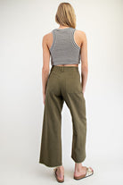 Soft Wash Straight Leg Pants with Raw Hems & Patch Pockets - eesome - RARA Boutique 