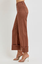 Wide Leg Patch Pocket Cuffed Jeans - Risen - RARA Boutique 