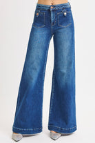 Mid Rise Wide Leg Patch Pocket Jeans - Risen - RARA Boutique 