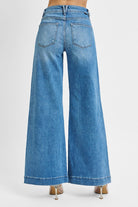 Mid Rise Wide Leg Patch Pocket Jeans - Risen - RARA Boutique 