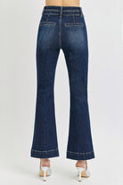 Dark Risen ankle flare patch pocket jeans with front seam detail, stylish and fitted denim pants from RARA Boutique.