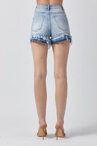 High Rise Patched Hem Denim Shorts - Risen - RARA Boutique 