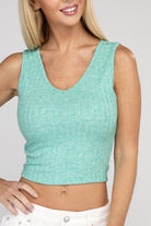 Ribbed Scoop Neck Cropped Sleeveless Top - RARA Boutique 