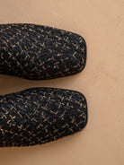 Black tweed woven block heel ankle boot from Oasis Society's The Demi collection, featuring stylish fall footwear with a chic design.