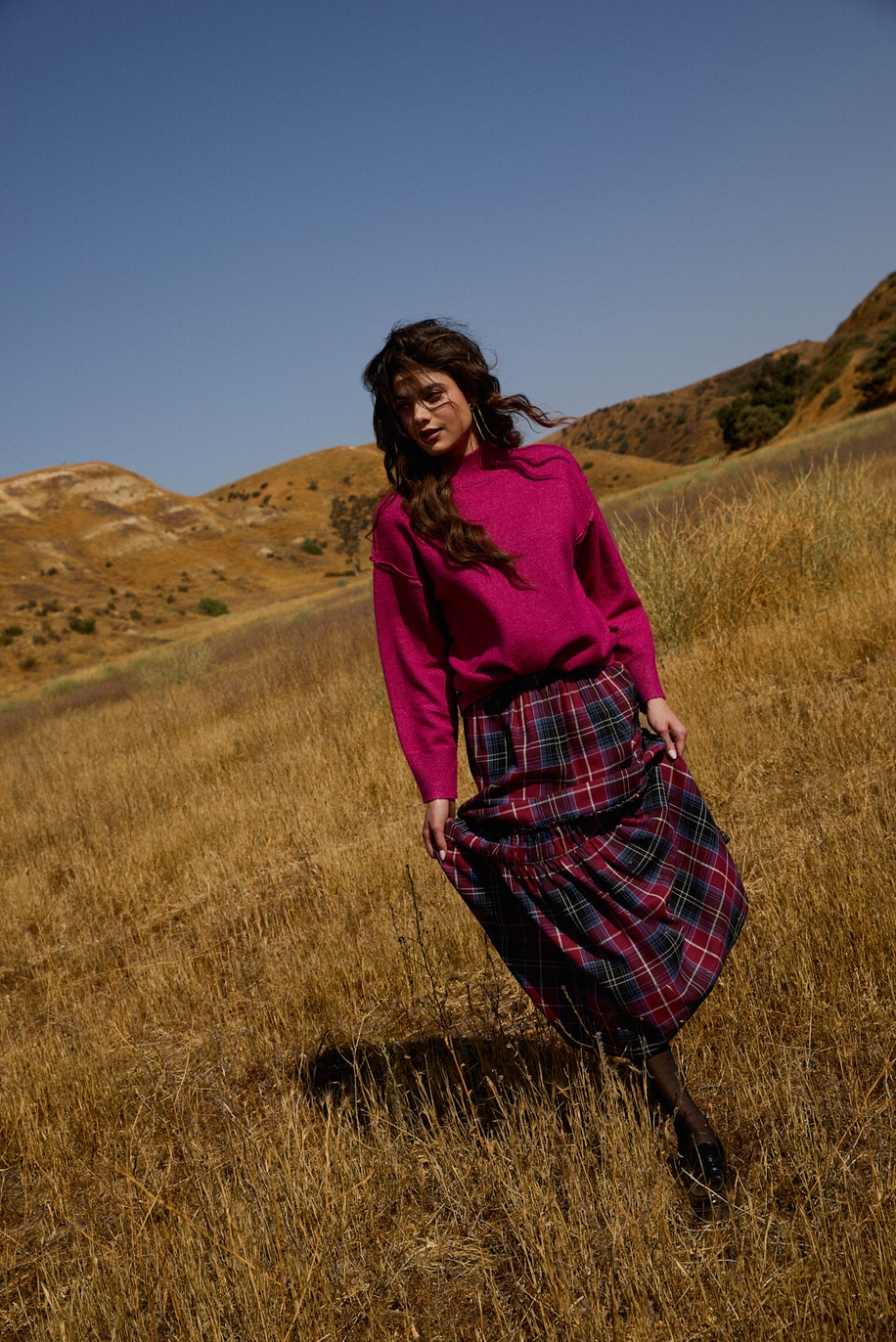 Flowy Plaid Tiered Ruffle Maxi Skirt - Sunday Edition - RARA Boutique 