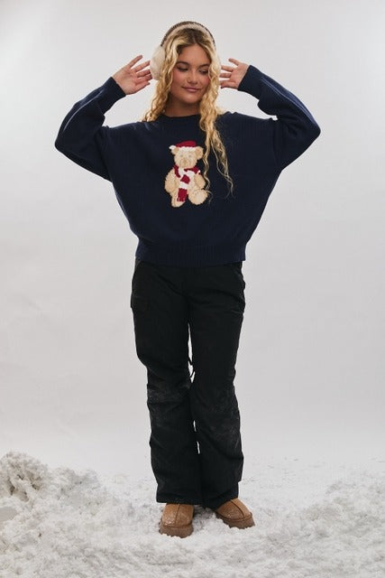 Santa Teddy Bear Long Sleeve Christmas Sweater - Le Lis - RARA Boutique 