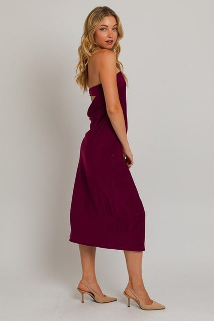 Strapless Cowl Back Midi Sheath Dress - Le Lis - RARA Boutique 