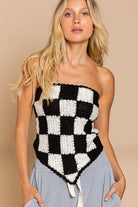 Versatile Checker Sweater Scarf Triangle Top - POL - RARA Boutique 