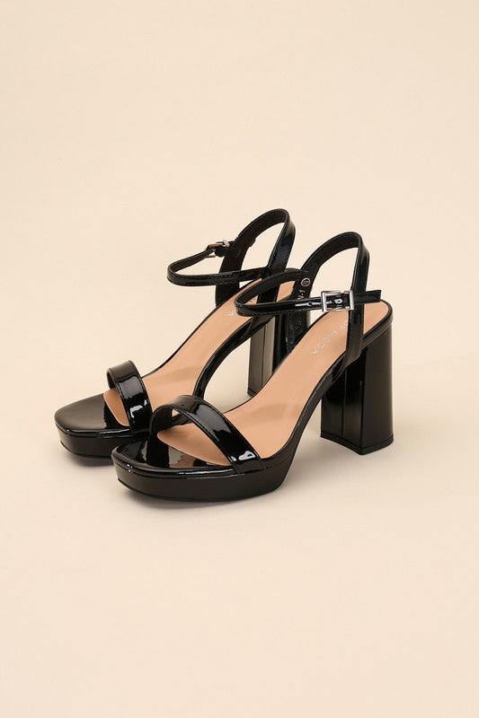 Open Toe Ankle Strap Block Heel - RARA Boutique 