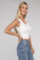 Ribbed Scoop Neck Cropped Sleeveless Top - RARA Boutique 