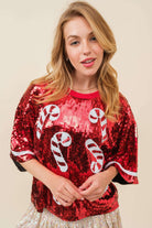 Candy cane sequin Crop top - RARA Boutique 