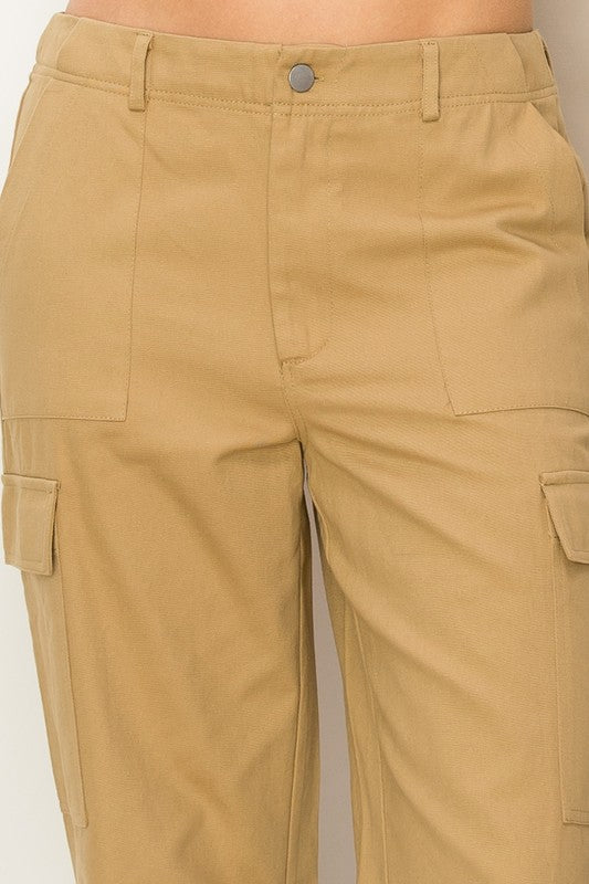 High Waist Cargo Pants with Pockets- HYFVE - RARA Boutique 