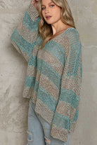 Oversized Striped Loose Knit Sweater - POL - RARA Boutique 