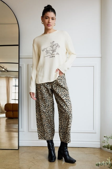 Western Embroidered Cowgirl Saddle Up Knit Sweater - Sunday Edition - RARA Boutique 