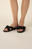 Bow Flat Slides Sandals - RARA Boutique 