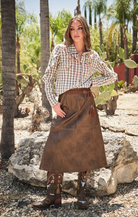 Long-Sleeve Gingham Western Embroidered Button Down Blouse - Blue B - RARA Boutique 