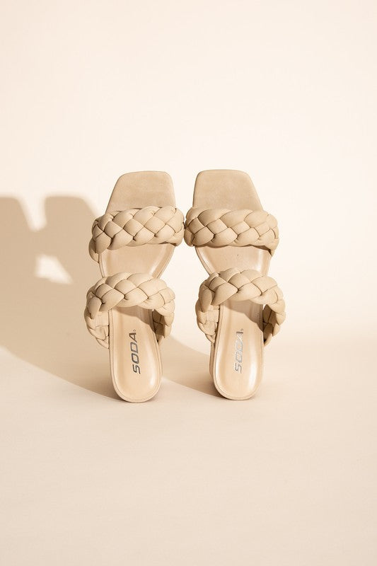 Braided Strap Mule Heels - Rara Boutique 