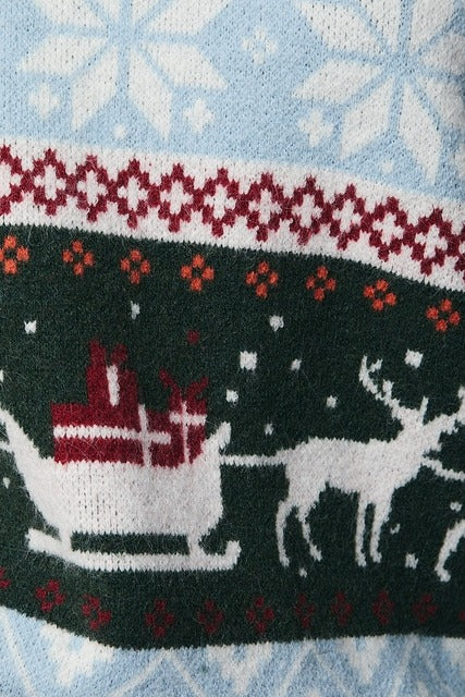 Reindeer Fair Isle Balloon Sleeve Christmas Sweater - Sunday Edition - RARA Boutique 