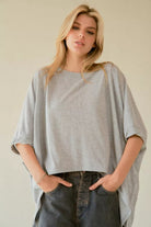 Oversized Drop Shoulder Batwing Sleeve T-Shirt - Davi and Dani - RARA Boutique 