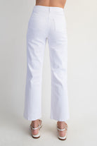 RARA Boutique twill patch pocket straight-leg cropped pants in beige, featuring a tailored fit and casual style.