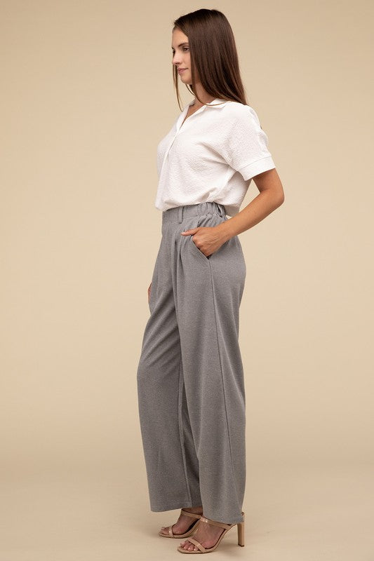 Waffle Trouser Pants with Pockets - RARA Boutique 