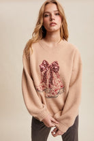 Sequin Bow Western Cowboy Boots Embroidered Sweater - Listicle - RARA Boutique 