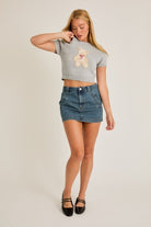 Short Sleeve Crew Neck Teddy Bear Sweater Crop Top - Le Lis - RARA Boutique 