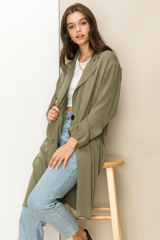 Button-Front Oversized Coat- HYFVE - RARA Boutique 