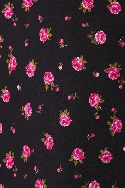 Floral Rose Print Front Tie Wide Strap Top - Le Lis - RARA Boutique 