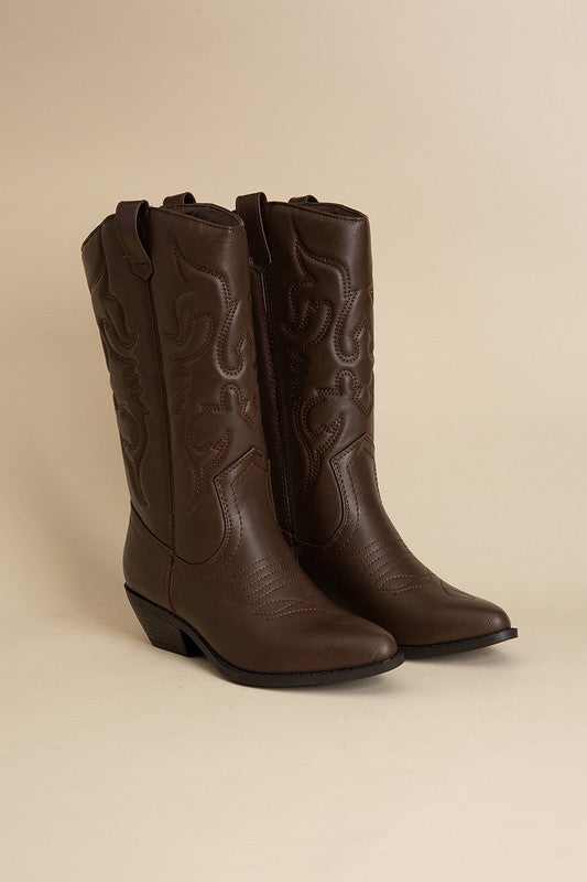 Tall Western Boots with Pointed Toe - RARA Boutique 