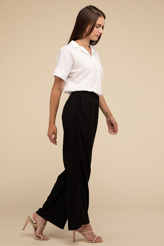 Waffle Trouser Pants with Pockets - RARA Boutique 