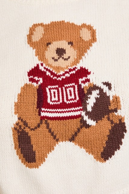 Short Sleeve Football Teddy Bear Sweater Crop Top - Le Lis - RARA Boutique 
