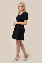 Puff Sleeved Smocked Mini Dress - RARA Boutique 