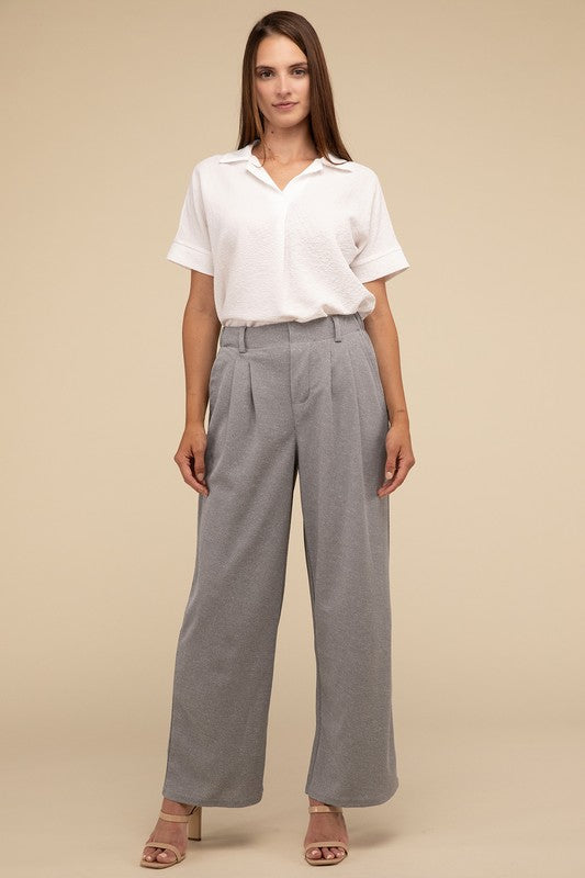 Waffle Trouser Pants with Pockets - RARA Boutique 