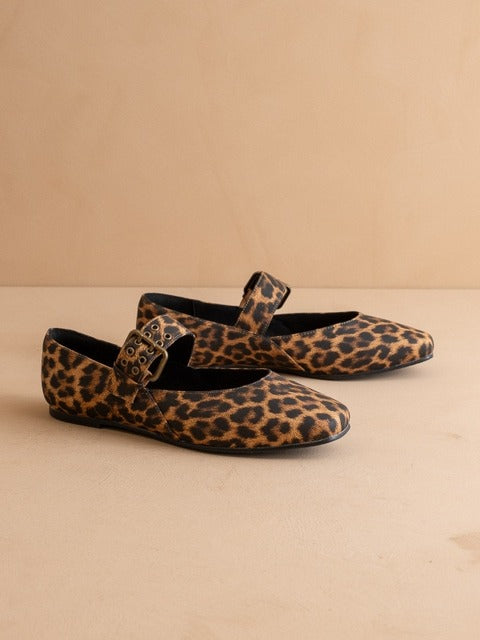 Leopard Print Mary Jane Ballet Flats with Buckle - Oasis Society - RARA Boutique 