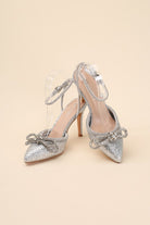 Rhinestone Double Bow Pointed Toe Heel - RARA Boutique 