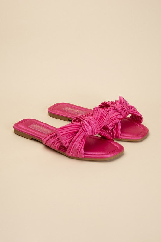 Bow Flat Slides Sandals - RARA Boutique 