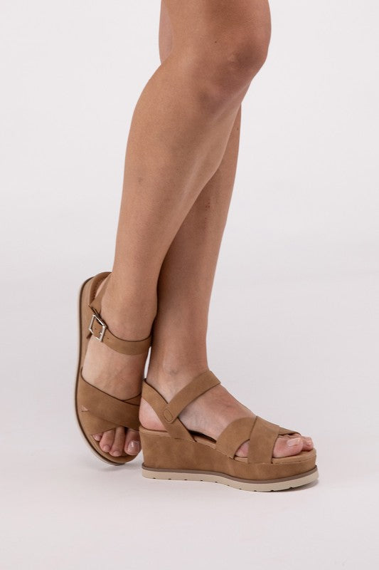 Cross Strap Wedge Sandals - RARA Boutique 